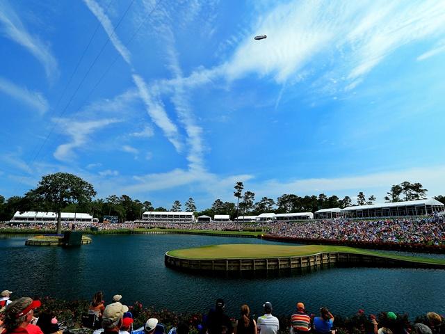 The iconic 16th hole at Sawgrass